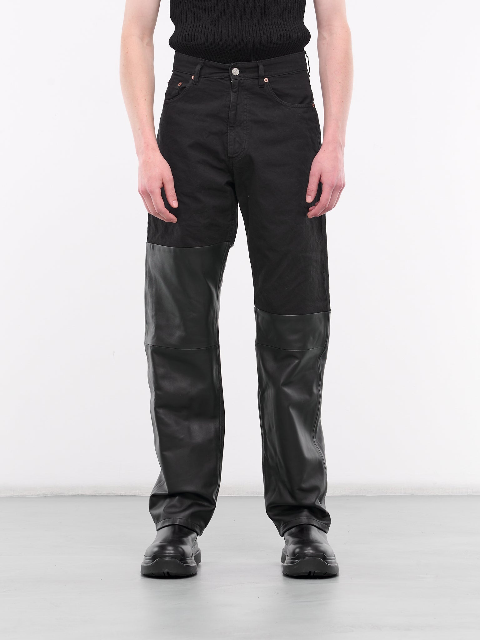 Mixed-Material Trousers - 1