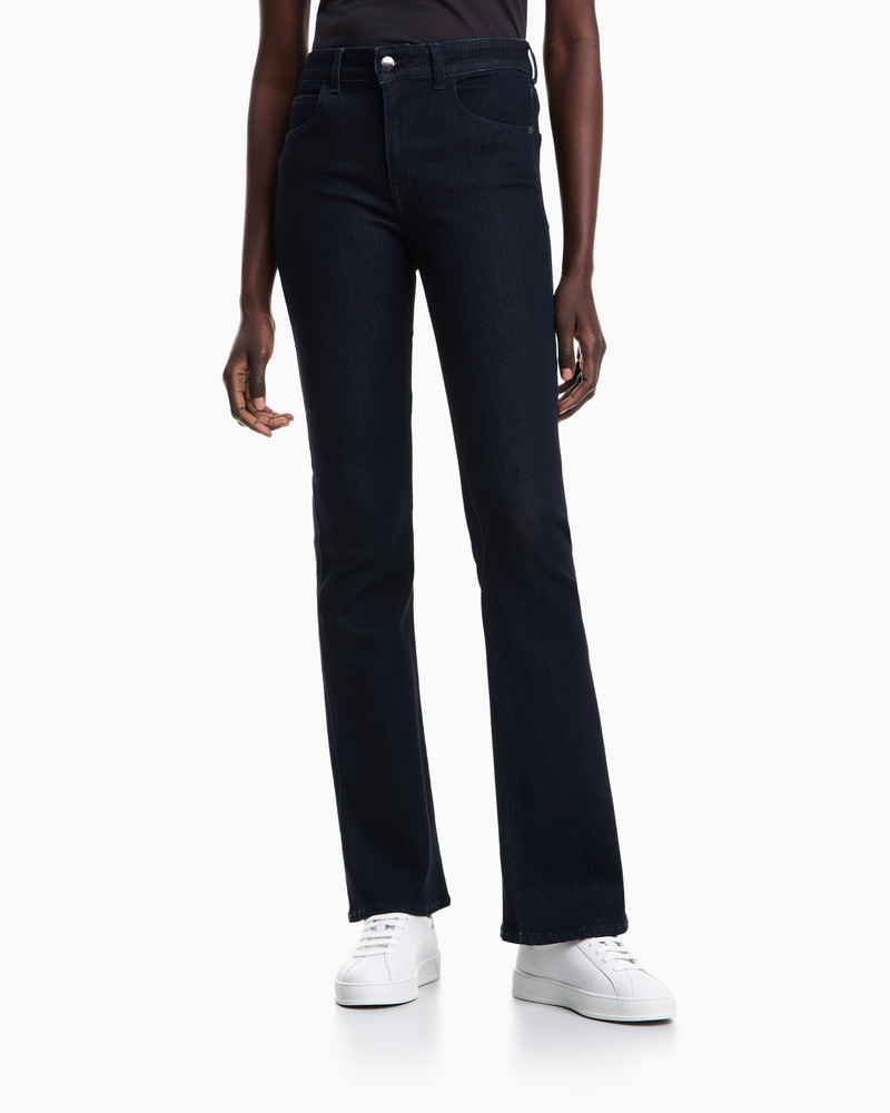 EMPORIO ARMANI J47 medium high-waisted, flared leg, viscose-blend denim jeans outlook