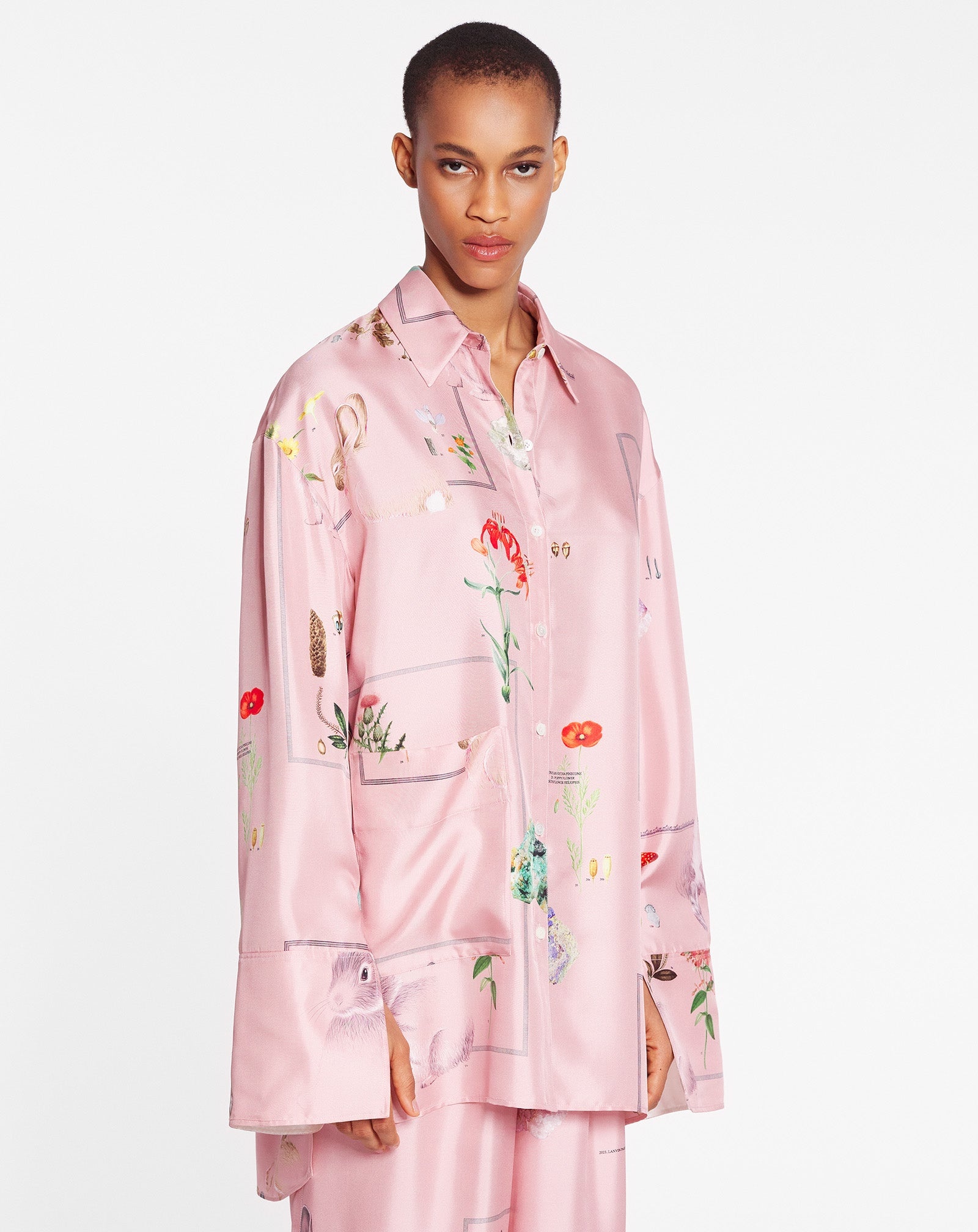 BOTANICAL PRINT LONG SLEEVE OVERSIZED RELAXED SHIRT - 3