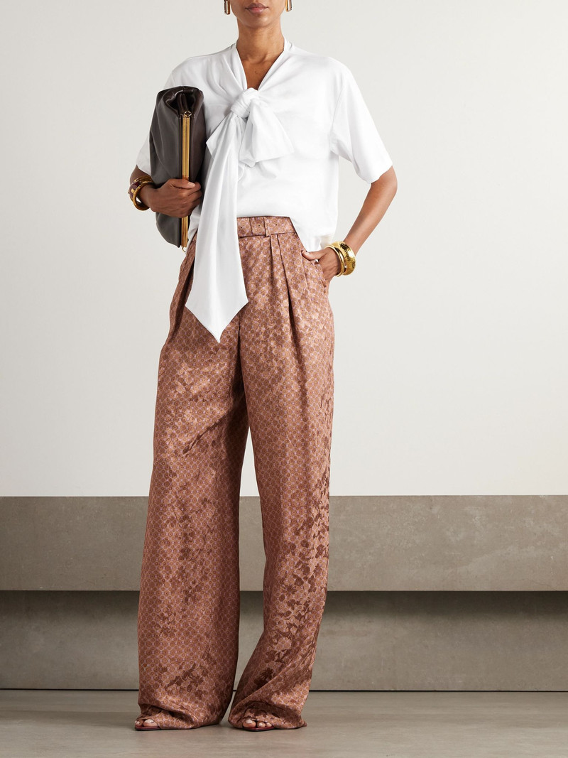 Dries Van Noten Bow-detailed organic cotton-jersey blouse White outlook