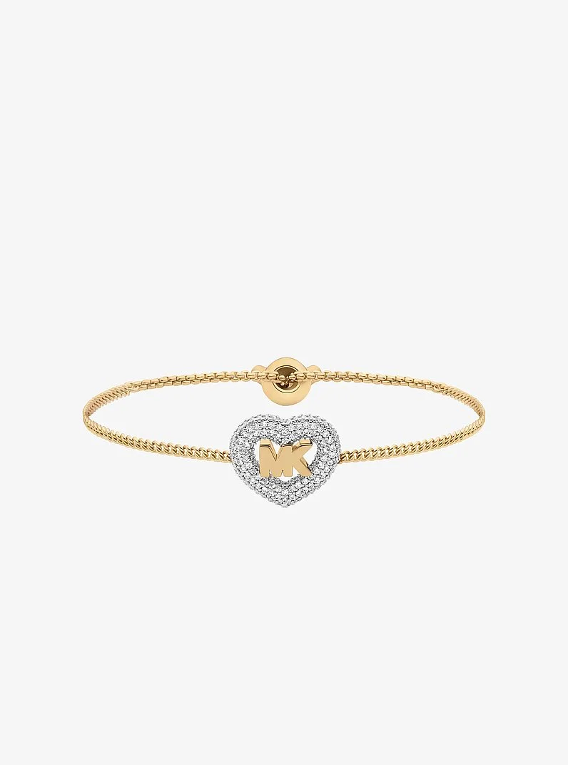 Pavé Heart and Logo Slider Bracelet - 1