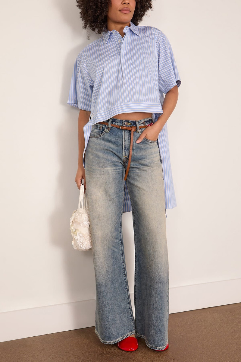 Plan C Poplin Shirt in Blue/White Stripe outlook