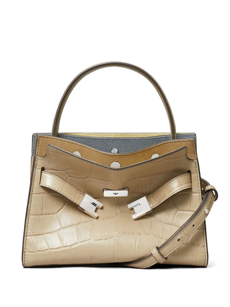 petite Lee Radziwill croc-embossed double bag 1