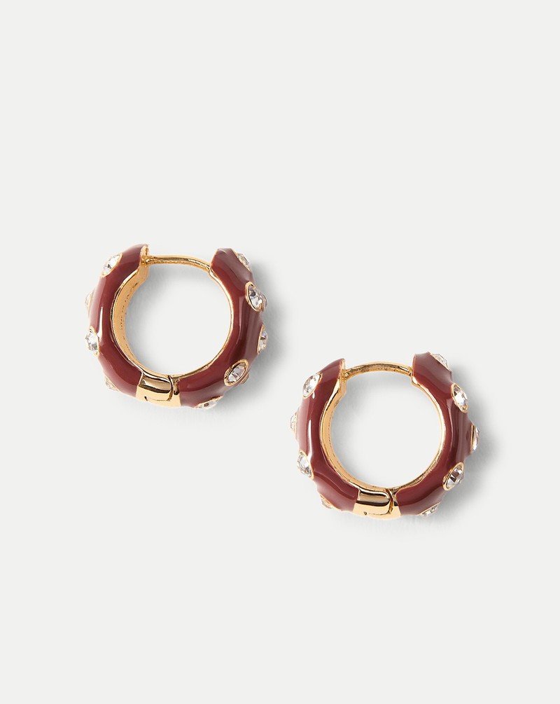 CRYSTAL AND ENAMEL HUGGIE HOOP 1