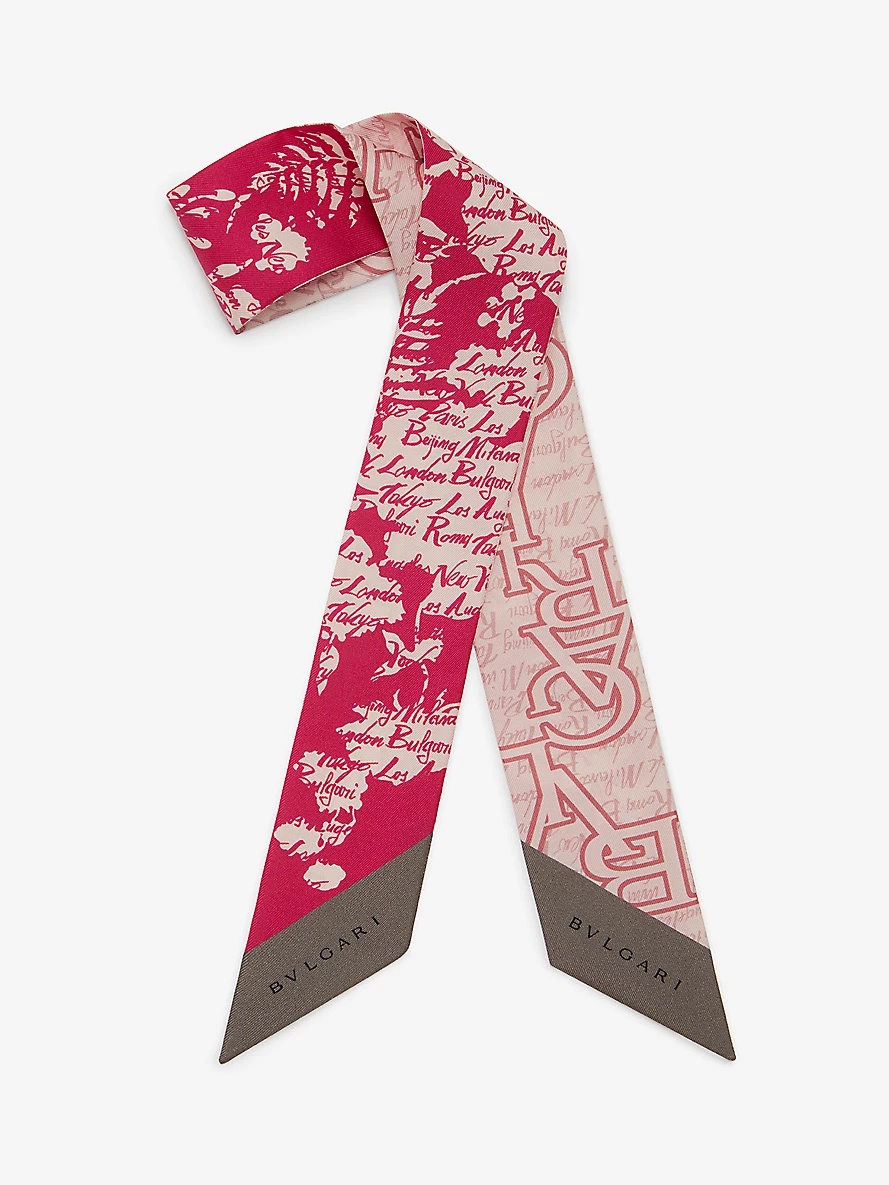 Logo Bouquet graphic-print silk-twill scarf - 1