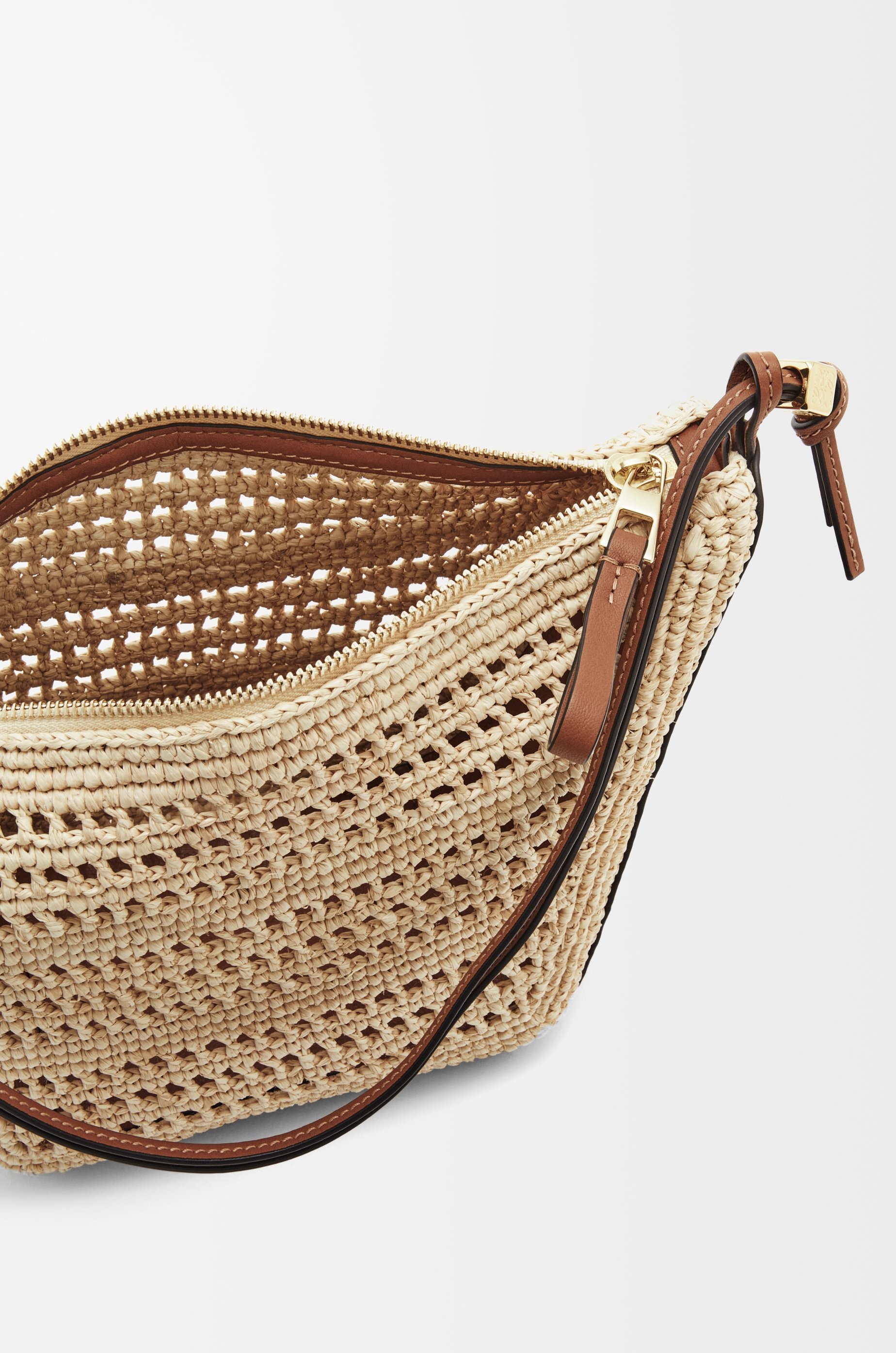 Mini Hammock Hobo in raffia and calfskin - 9