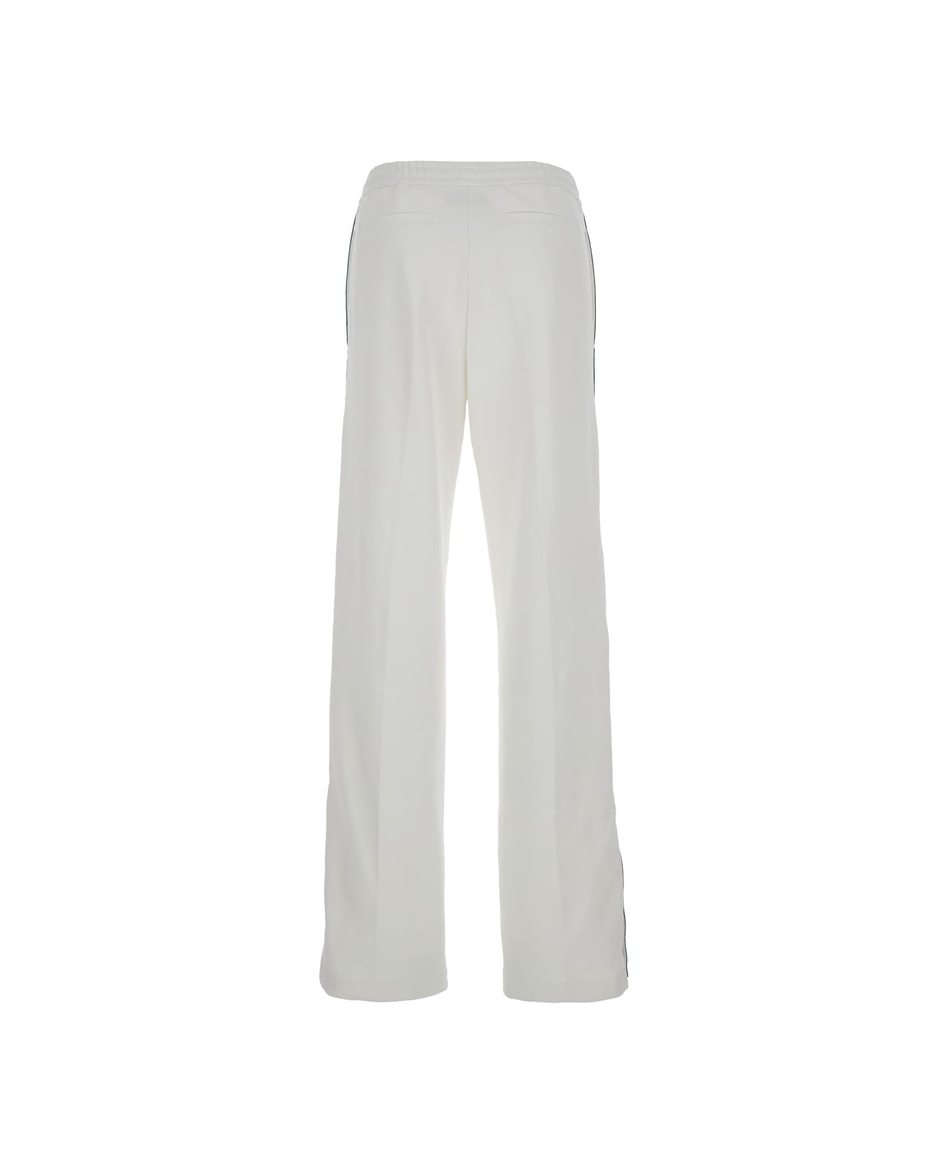 White Joggers Pants With Logo Embroidery And Web Detail In Polyamide Woman - 2