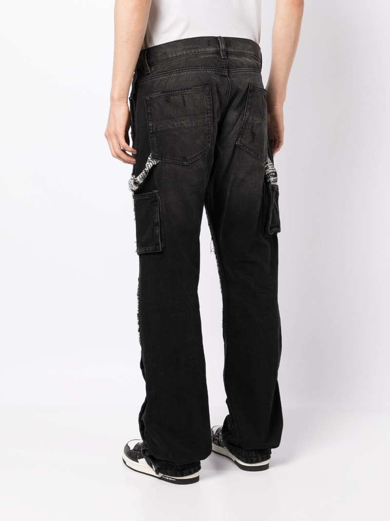 tweed-panelling distressed jeans 4