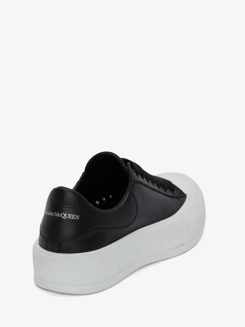 Deck Lace Up Plimsoll in Black - 3