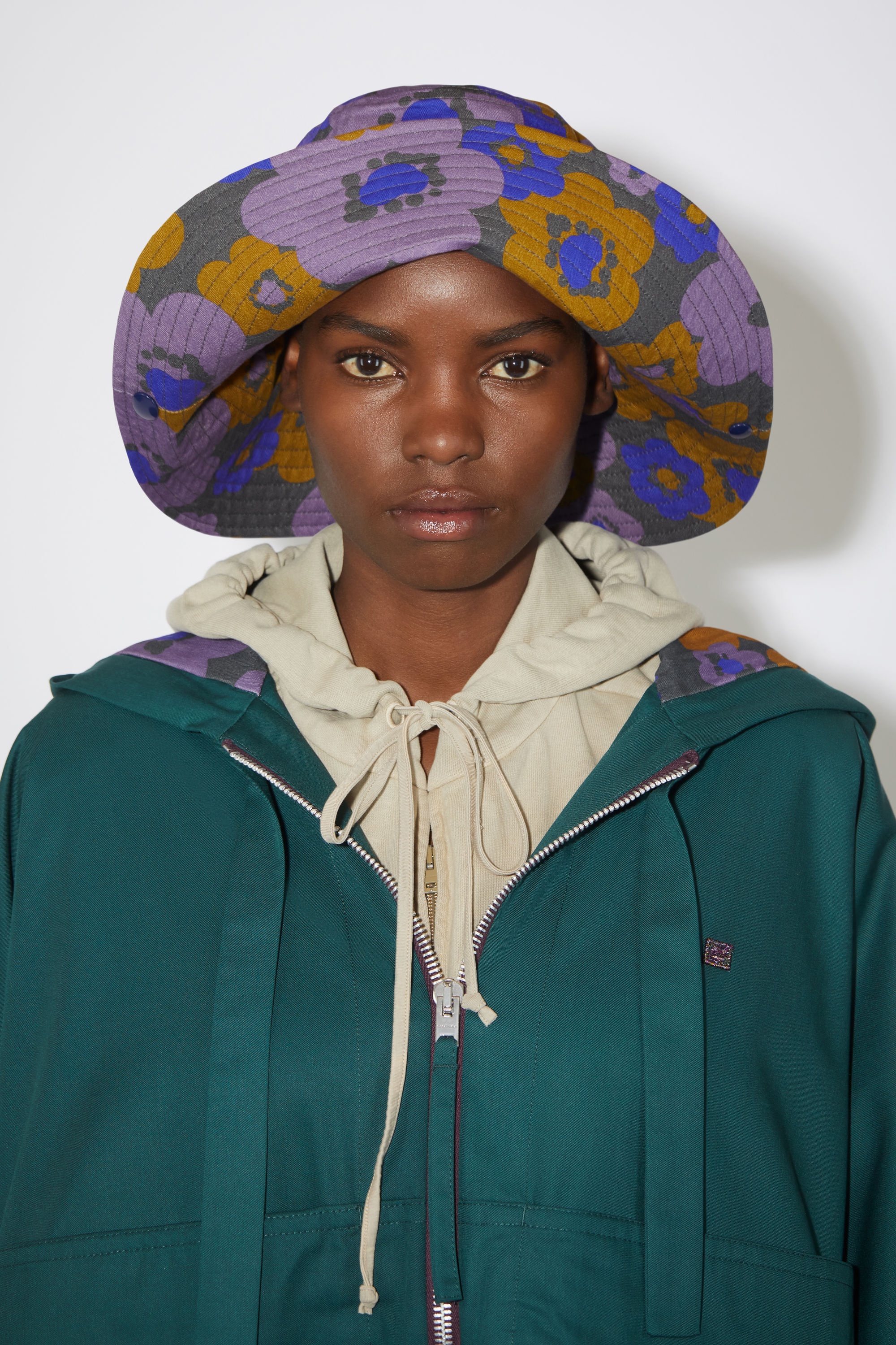 Flower bucket hat - Purple/brown - 2