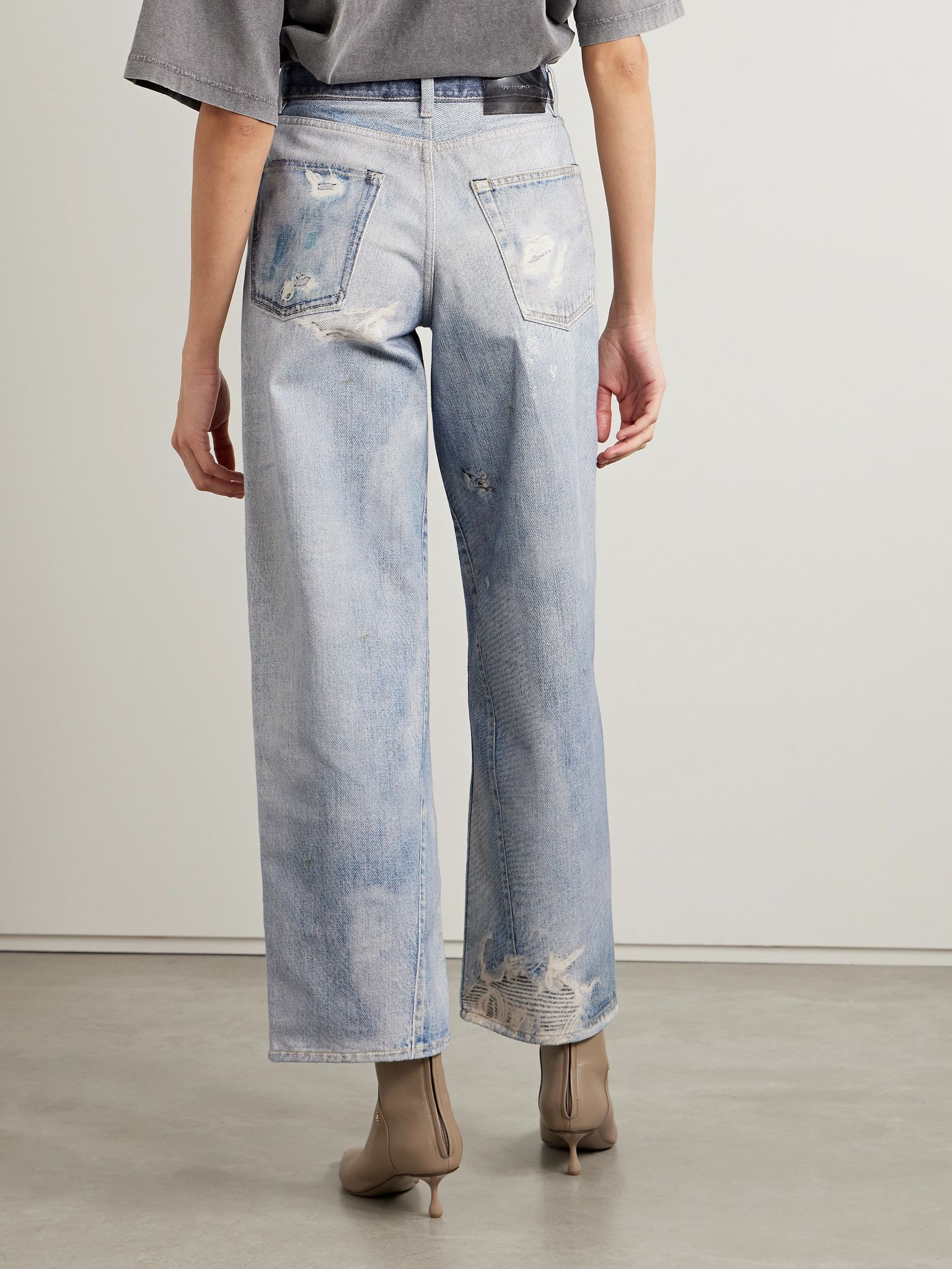 Two-tone printed boyfriend jeans Blue - 4