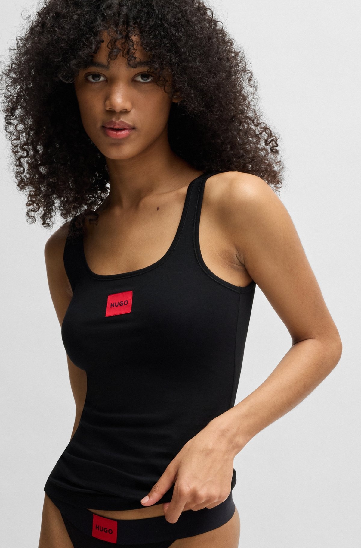 STRETCH-COTTON JERSEY VEST WITH RED LOGO PATCH - 4