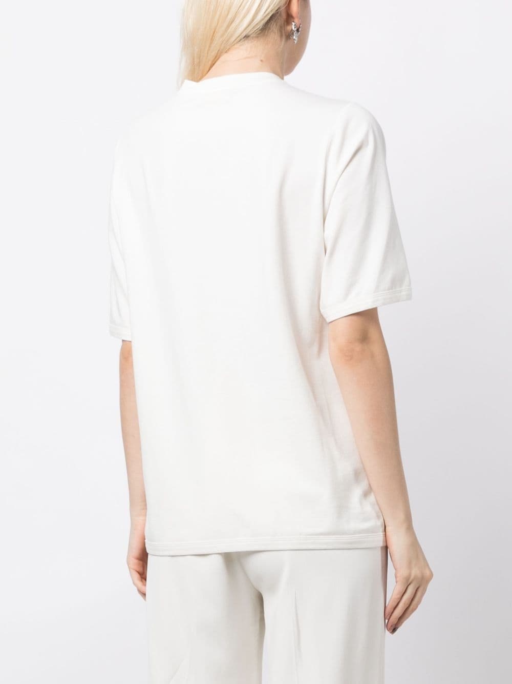 floral-appliquÃ© sheer T-shirt - 4