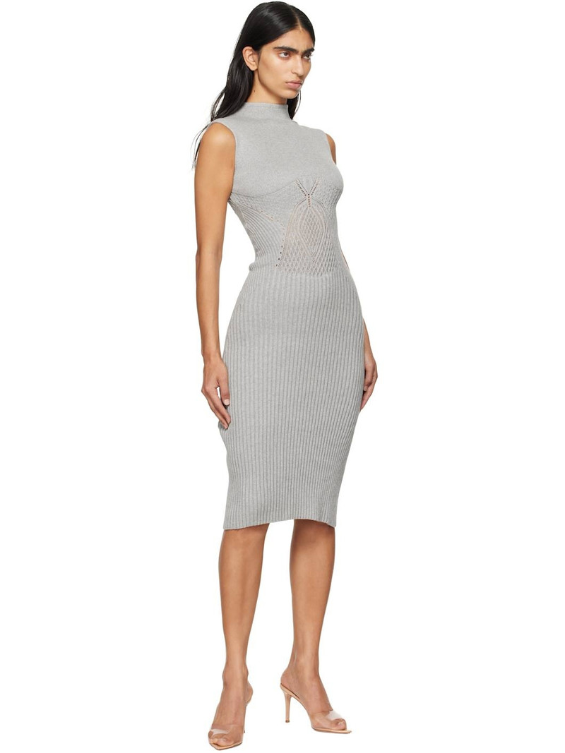 ISA BOULDER Gray Raven High-Neck Midi Dress outlook