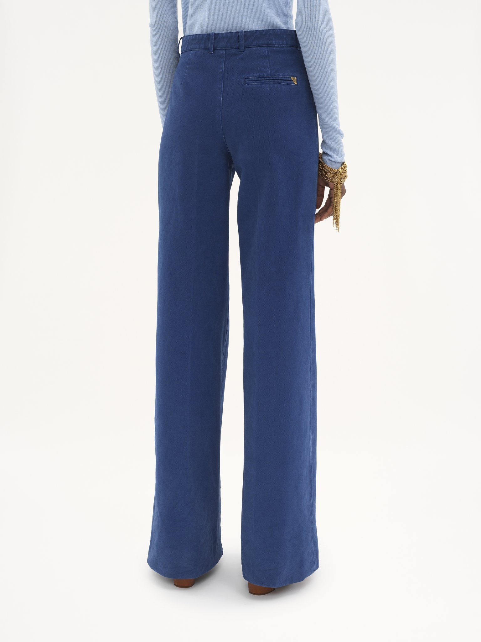 FLARED TAILORED PANTS IN COTTON CANVAS - 5