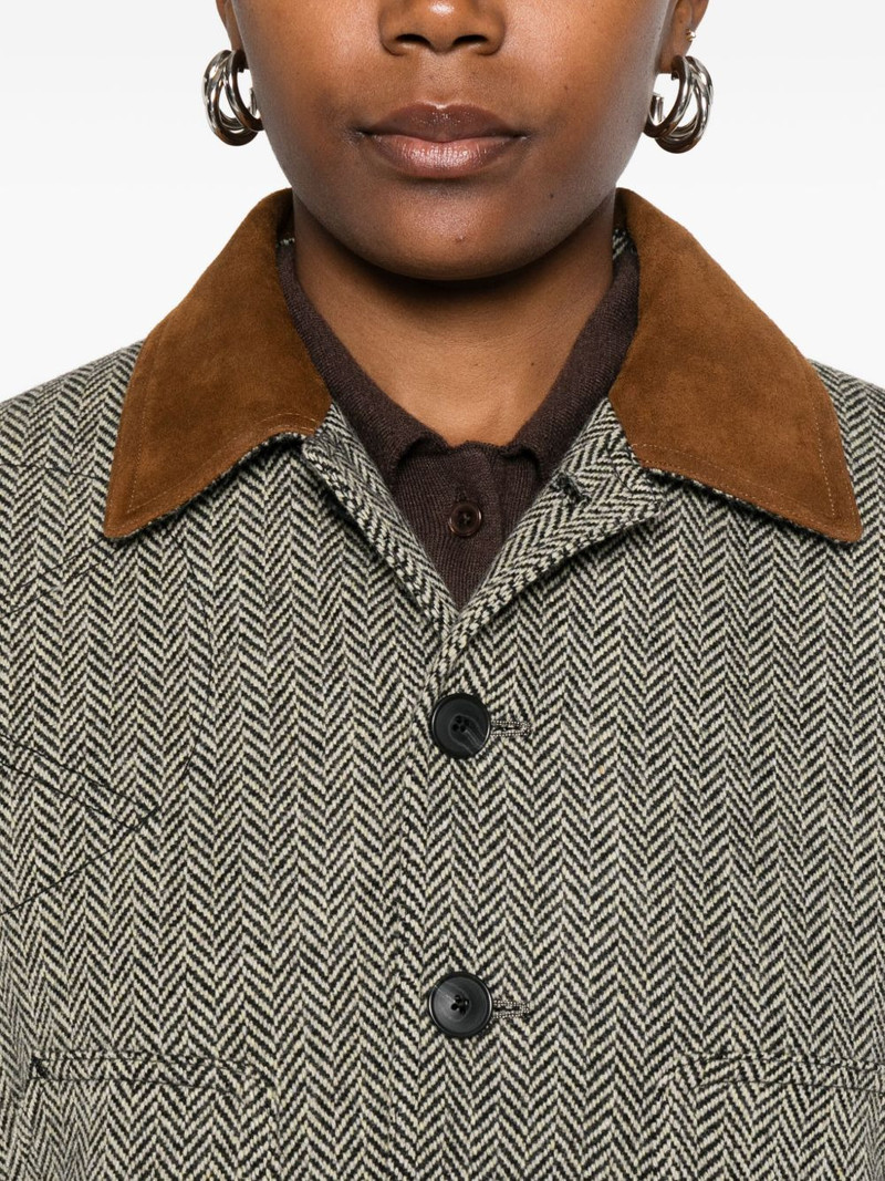 suede-trim herringbone jacket 5