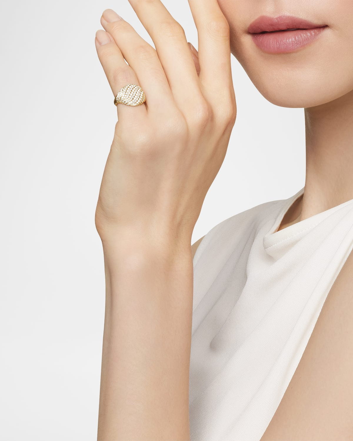 13mm Sculpted Cable Pinky Ring in 18K Gold - 2