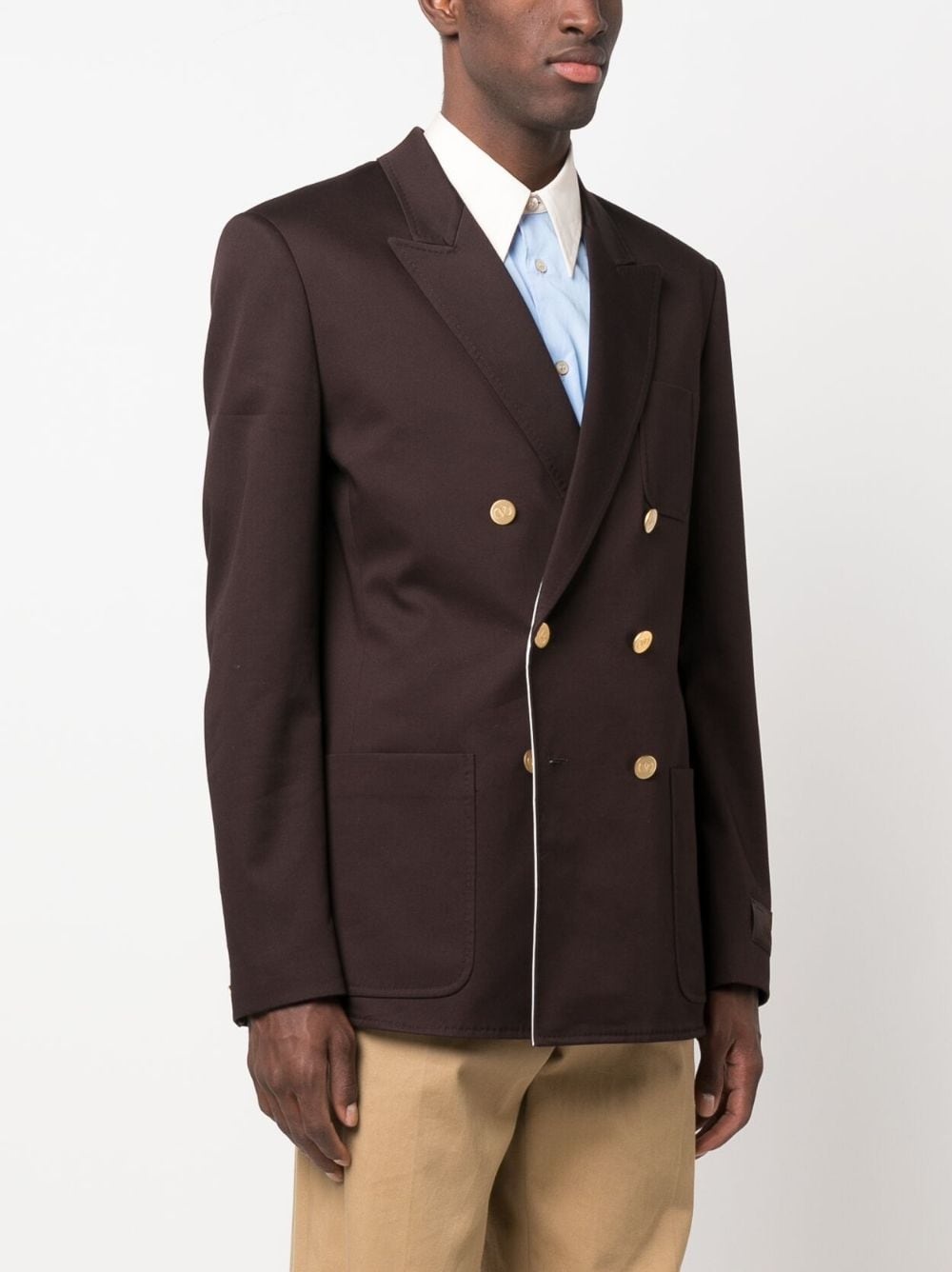 double-breasted cotton blazer - 3