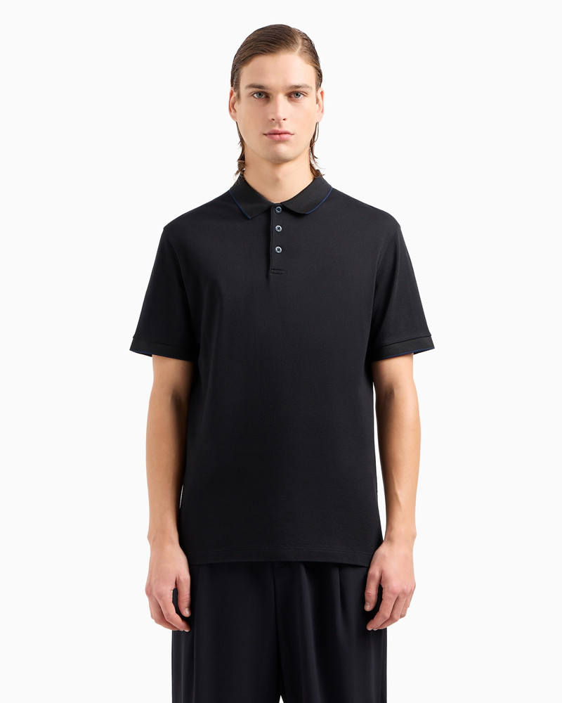 GIORGIO ARMANI Piqué polo shirt in lisle cotton yarn outlook