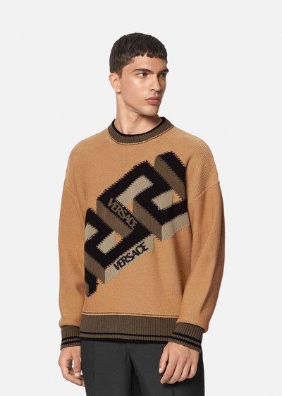 VERSACE La Greca Intarsia Wool Sweater outlook