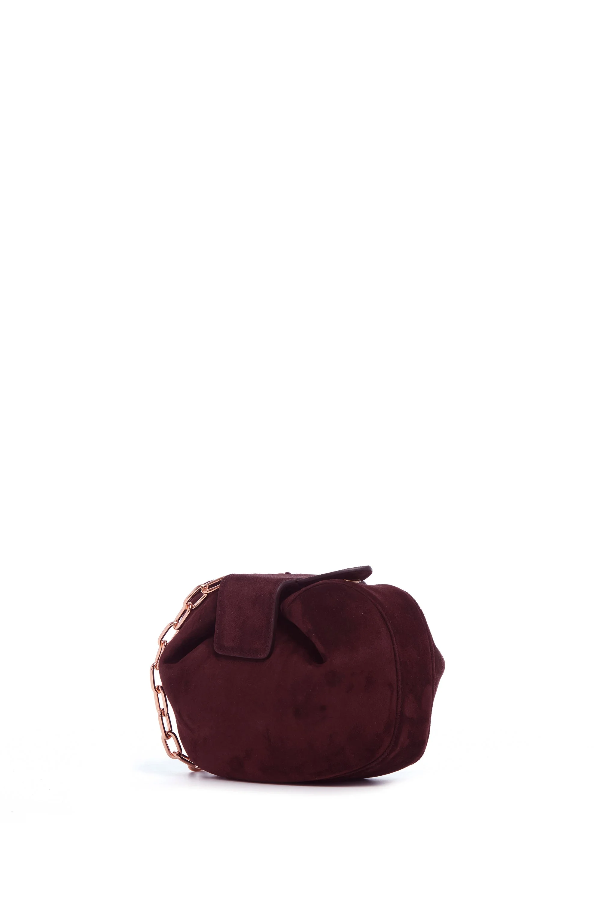 Soft Demi Clutch with Chain in Bordeaux Suede - 1