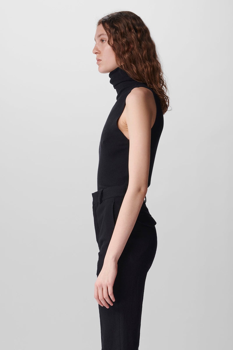 Siska Knitted Sleeveless High Neck Top - 2