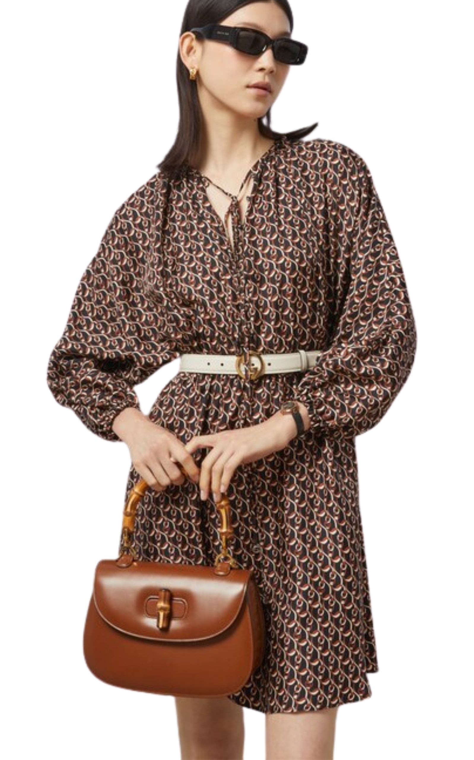 INTERLOCKING G CHAIN PRINT SILK DRESS - 3