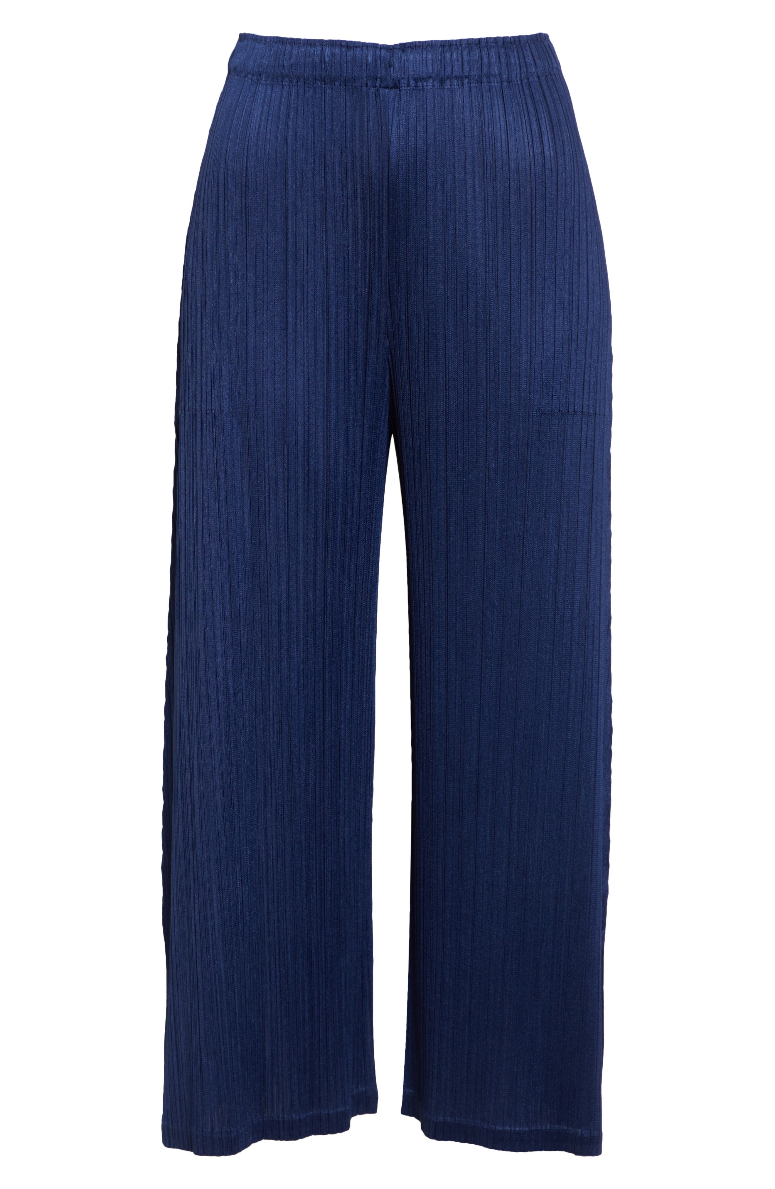 Pleats Please Issey Miyake Monthly Colors February Pleated Crop Wide Leg Pants in Navy at Nordstrom - 6