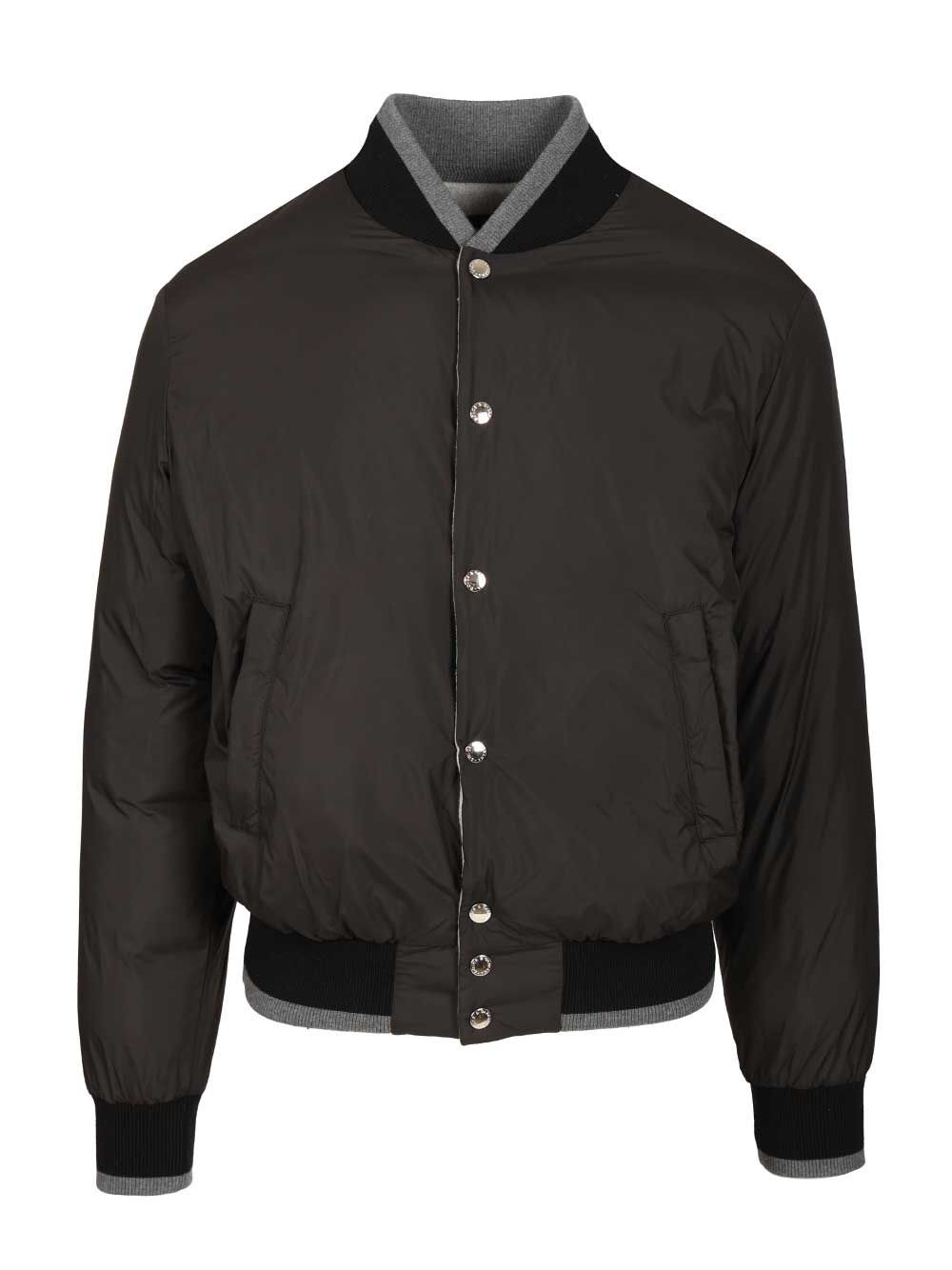 Reversible Flannel Outerwear Bomber Jackets Grey - 6