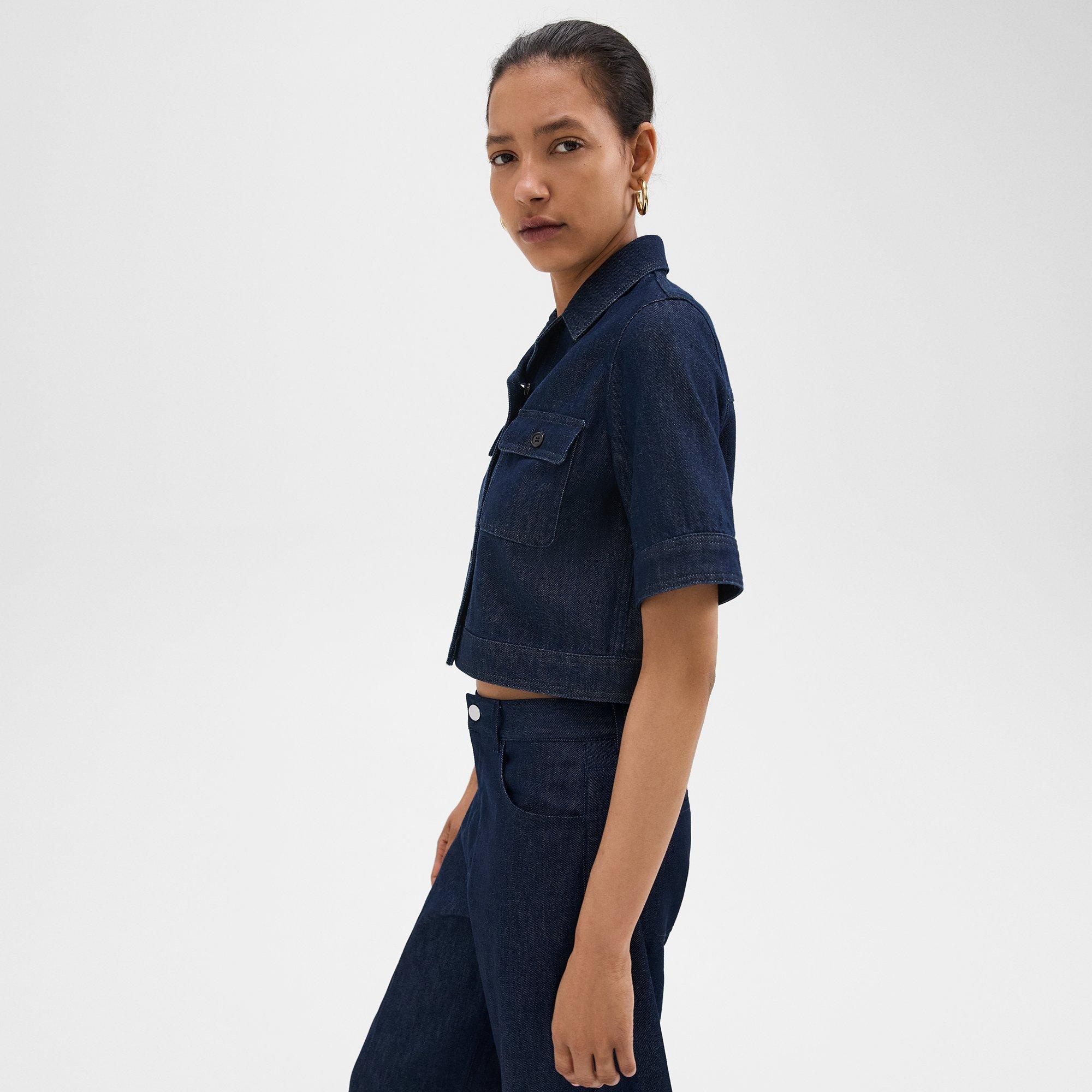 Boxy Short-Sleeve Jacket in Denim - 3