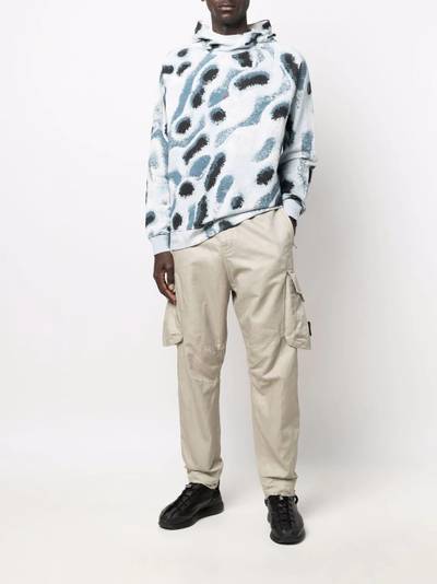 Stone Island abstract-print cotton hoodie outlook