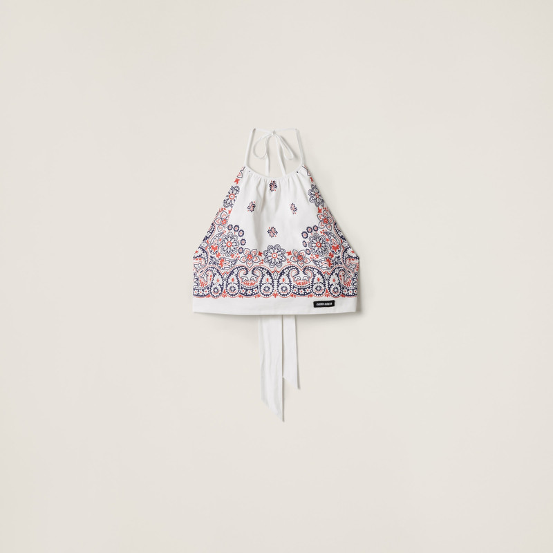 Printed poplin halter top 1