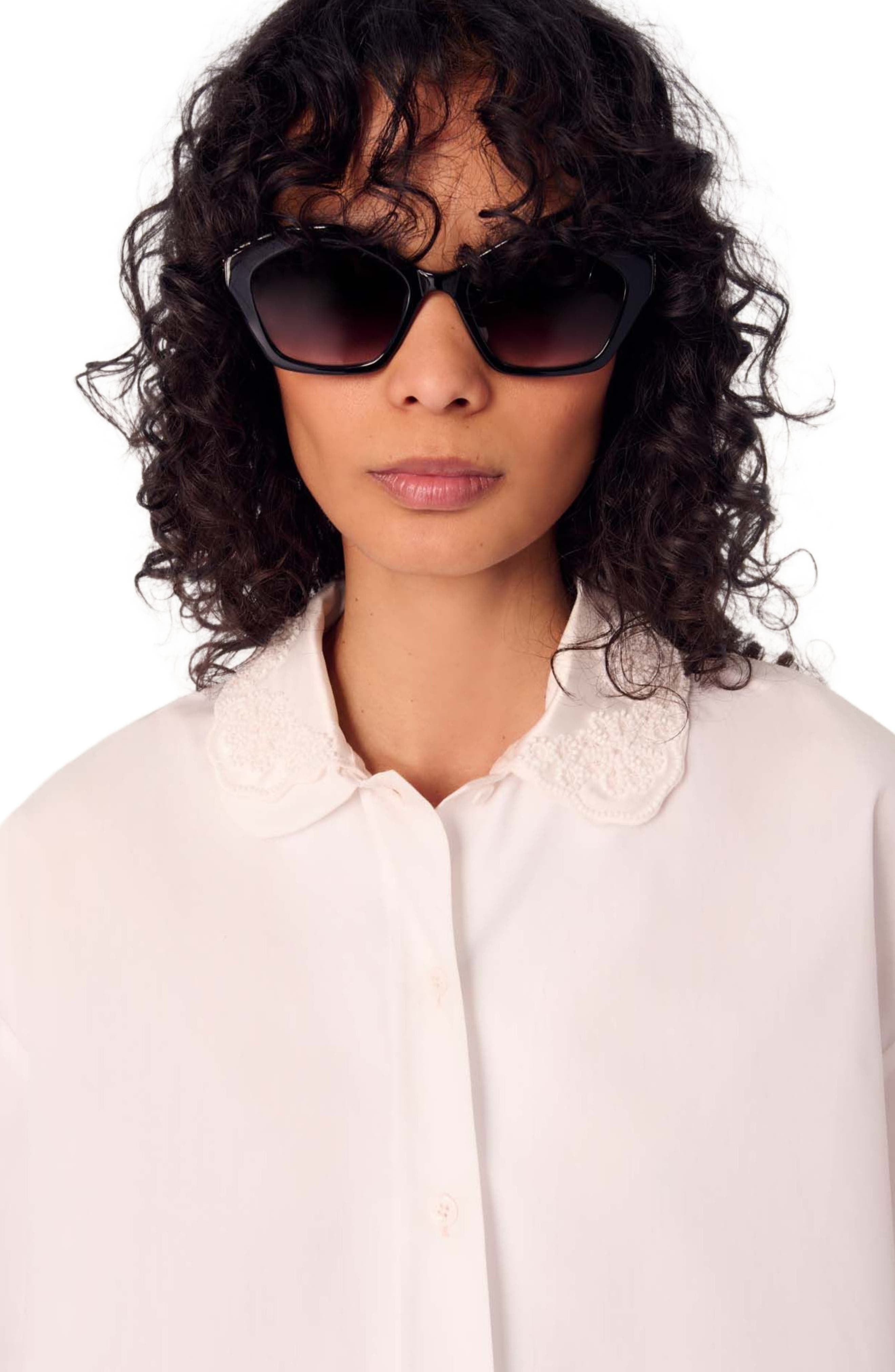 maje Short shirt with embroidered collar in White at Nordstrom - 5