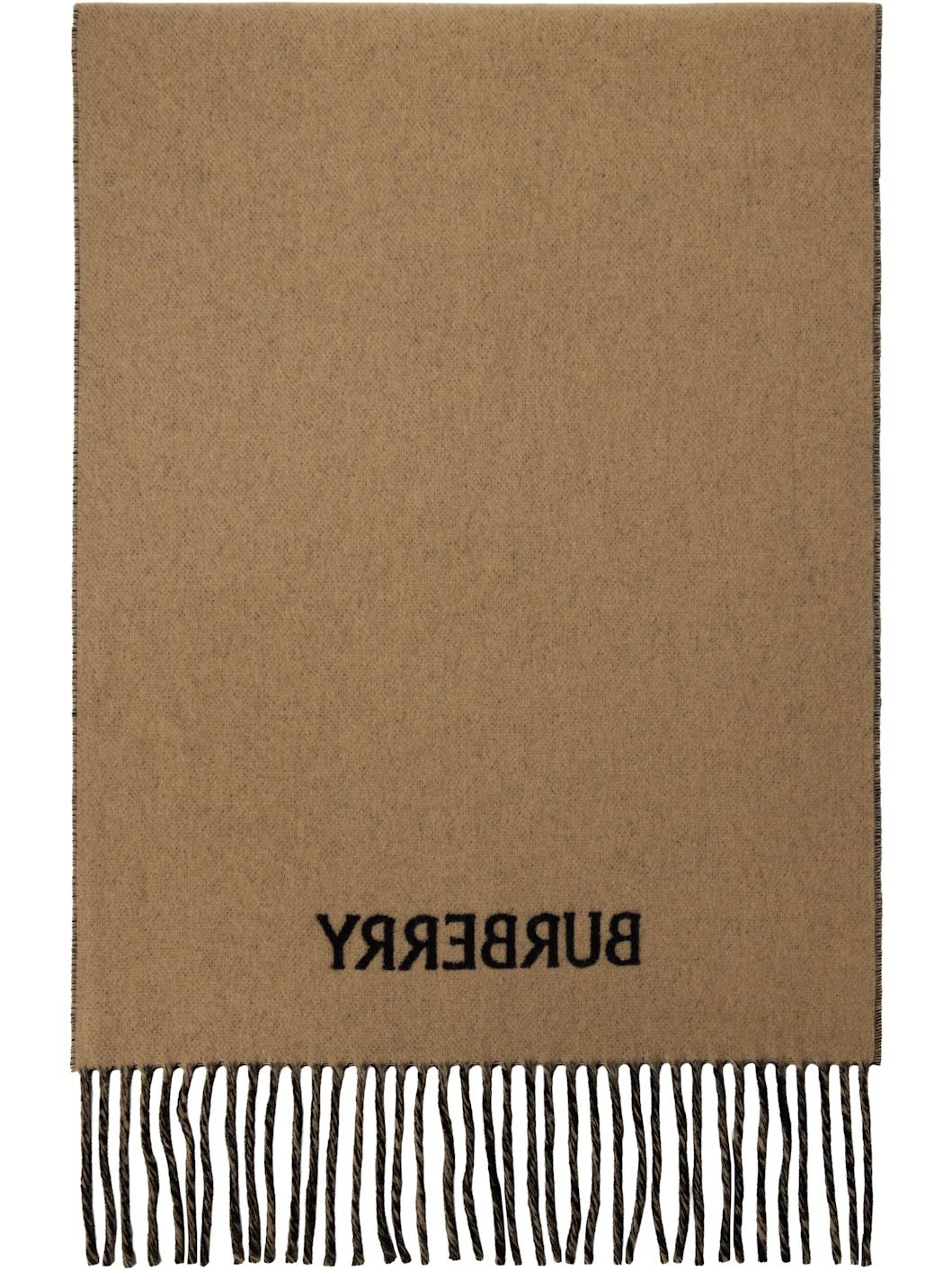 Tan & Black Reversible EKD Cashmere Scarf - 2