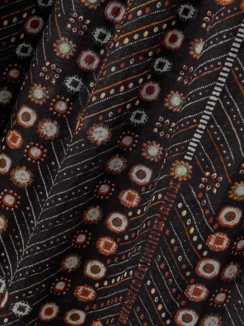 Leazali pintucked printed cotton-voile mini dress Black 5