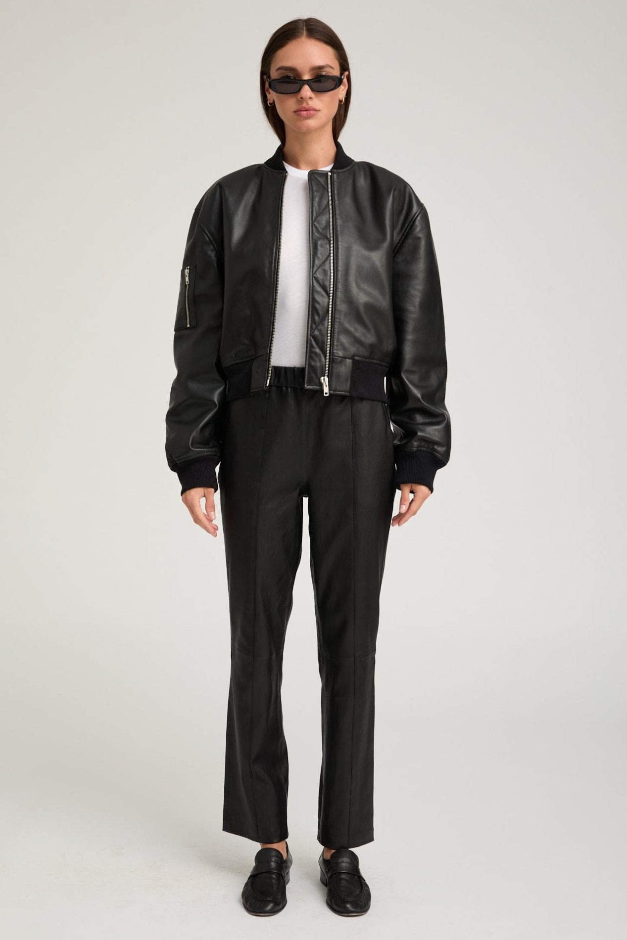 BLACK LEATHER CLASSIC BOMBER - 3
