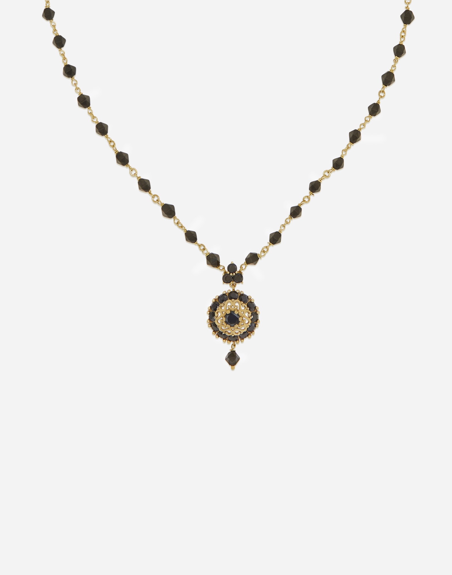 Sicily Necklace 18-carat yellow gold, black jades and black sapphires - 2