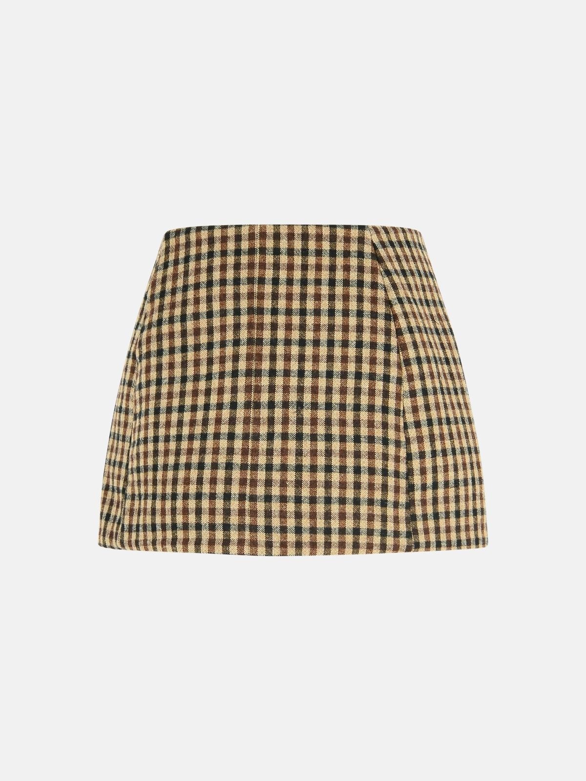 BROWN WOOL BLEND SKIRT - 3