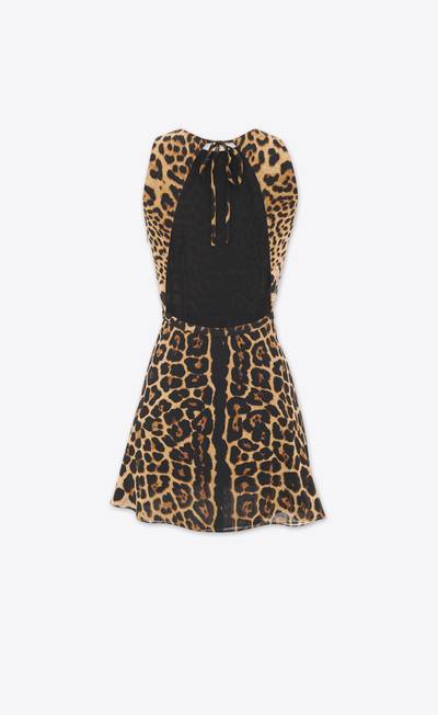 SAINT LAURENT halterneck dress in leopard silk georgette outlook