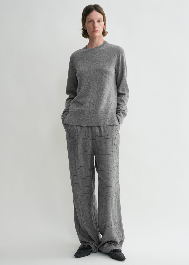 Totême Monogram flannel pj bottoms smoke melange outlook