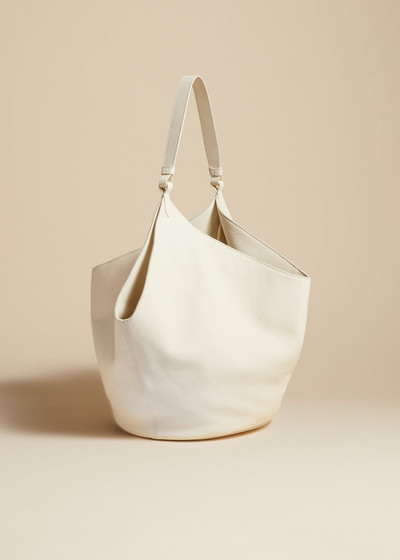 KHAITE The Medium Lotus Tote in Off-White Pebbled Leather outlook