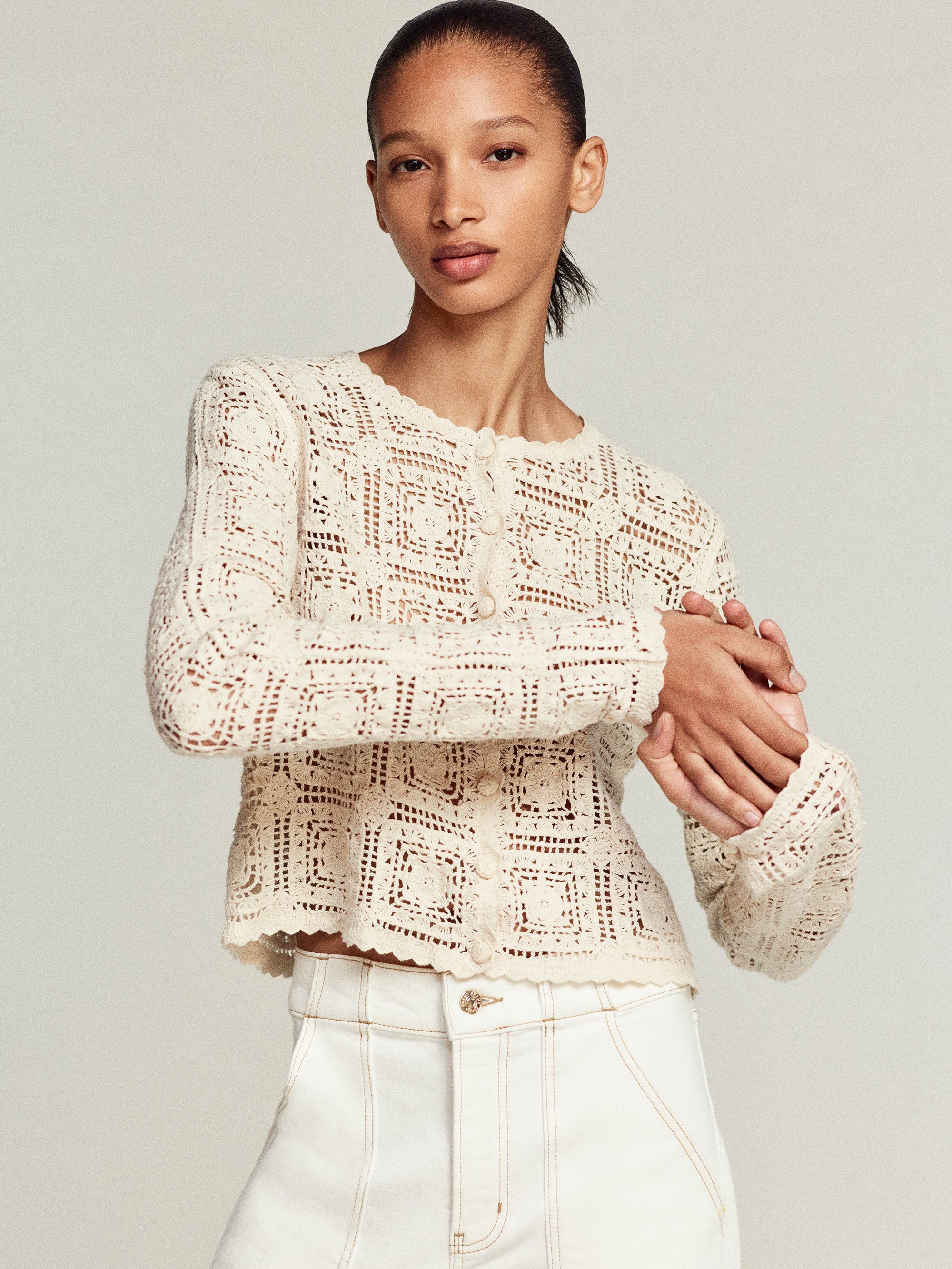 The Crochet Cardi in Cream - 2