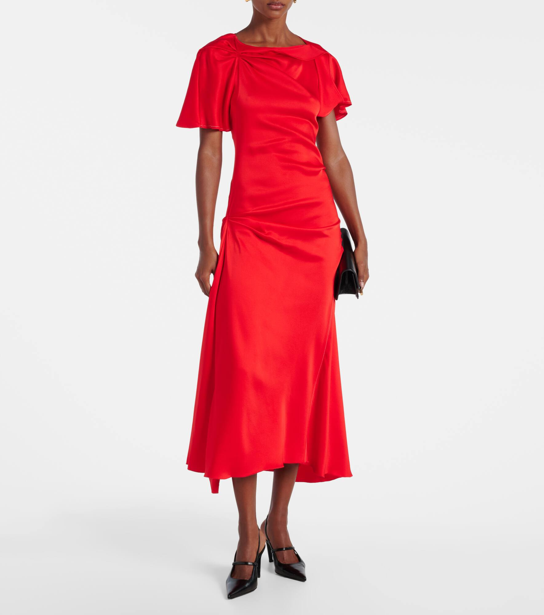 Draped gathered midi dress - 2
