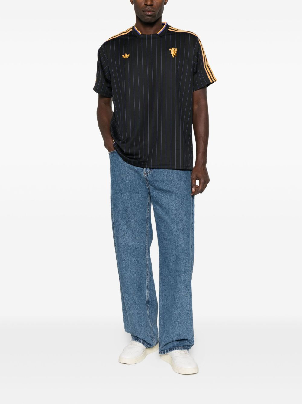 pinstripe-striped three-stripe logo T-shirt - 3
