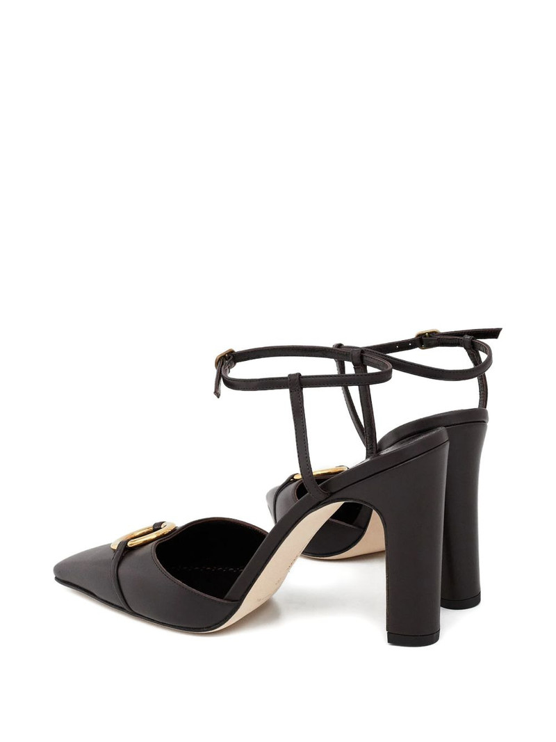 pointed-toe buckled leather pumps 3