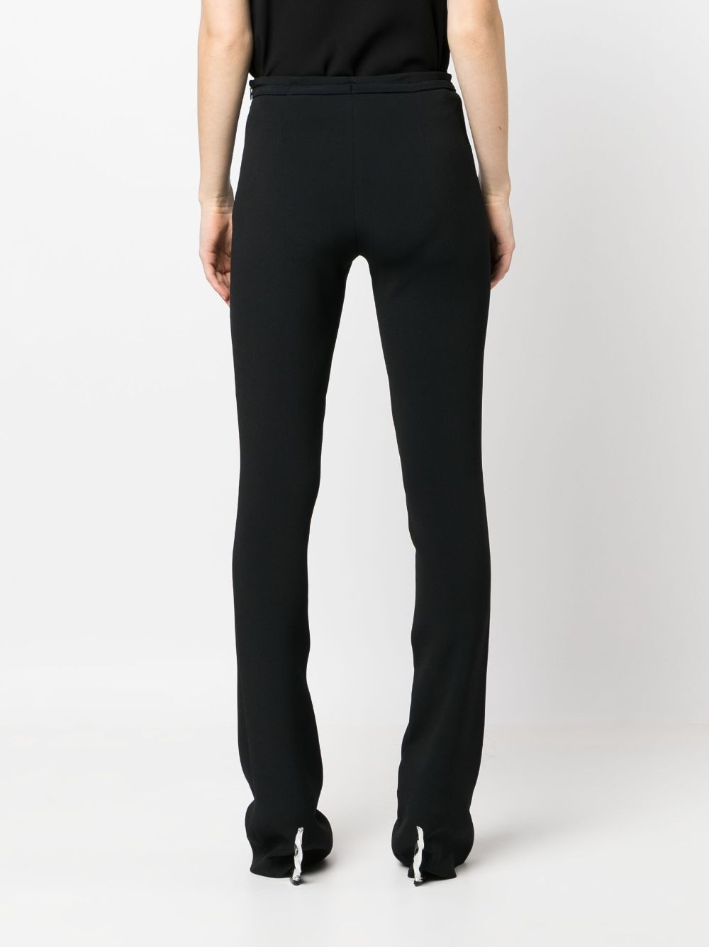 logo-buckle flared trousers - 4