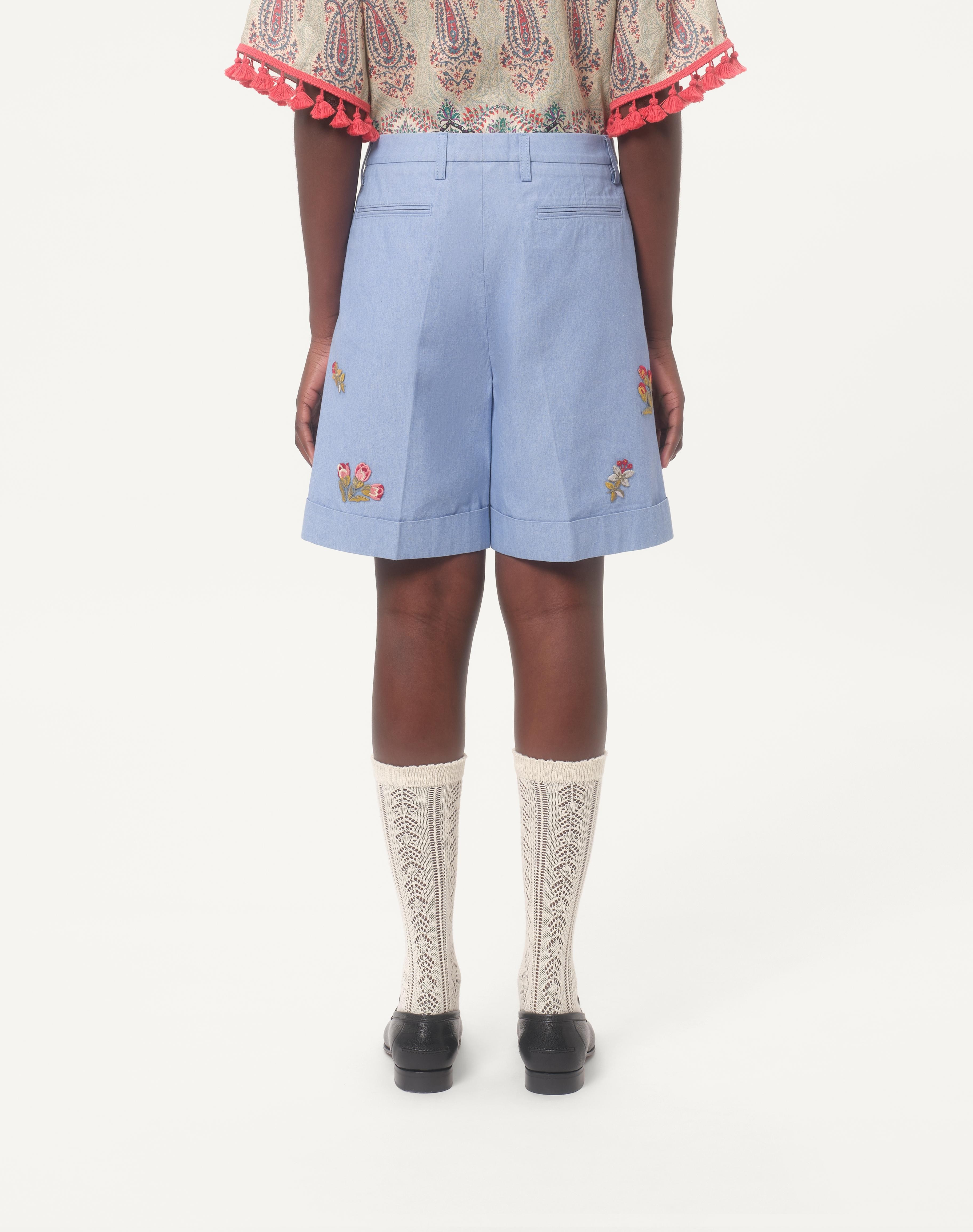 DENIM BERMUDA SHORTS WITH EMBROIDERY - 5