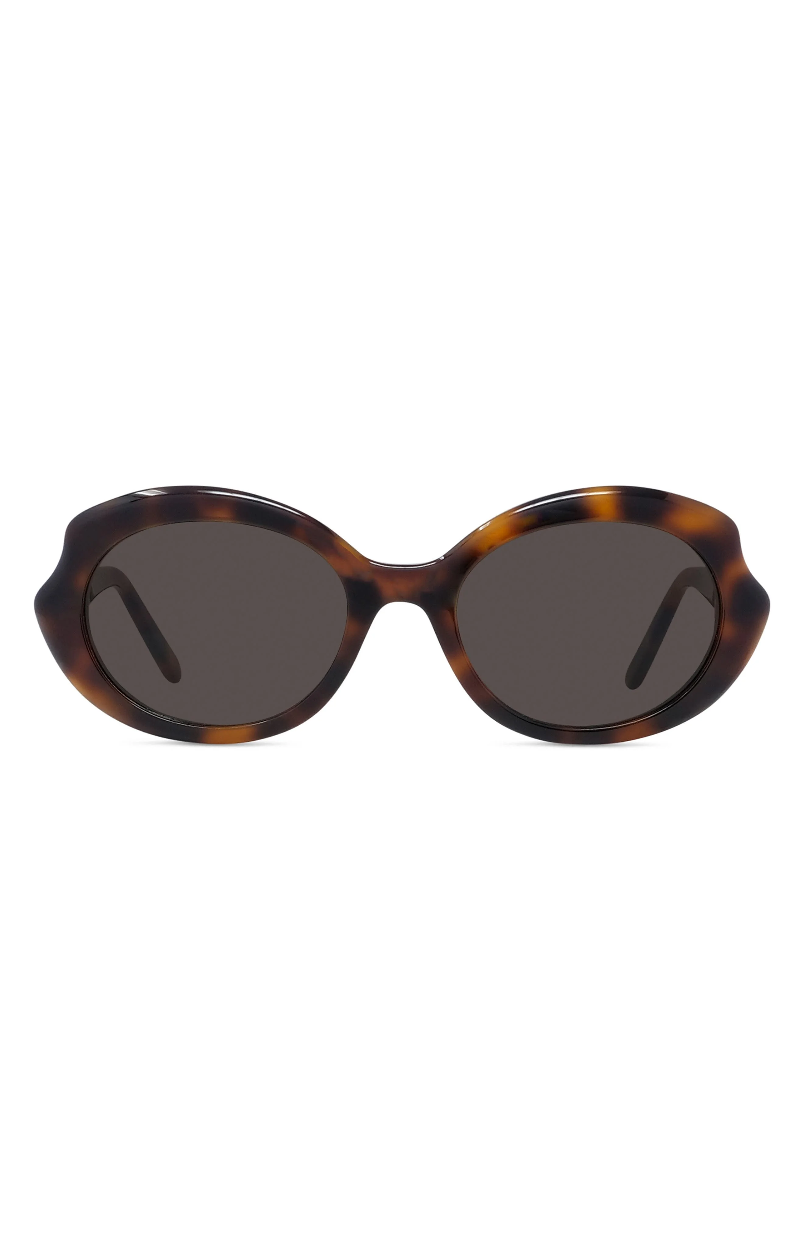 Loewe Thin Mini 54mm Oval Sunglasses in Dark Havana /Brown at Nordstrom - 1
