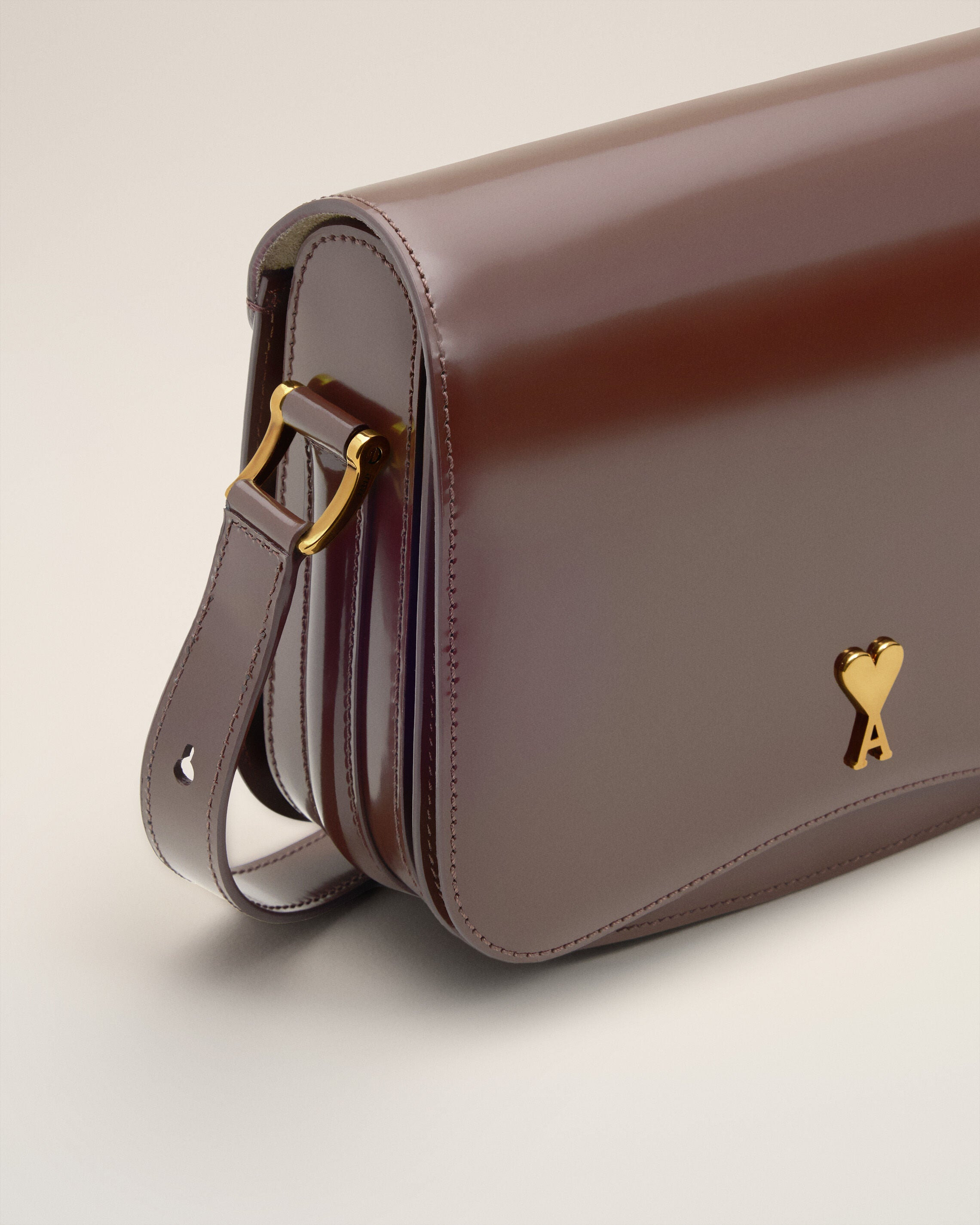 BURGUNDY GLAZED LEATHER PARIS PARIS BAG - 5