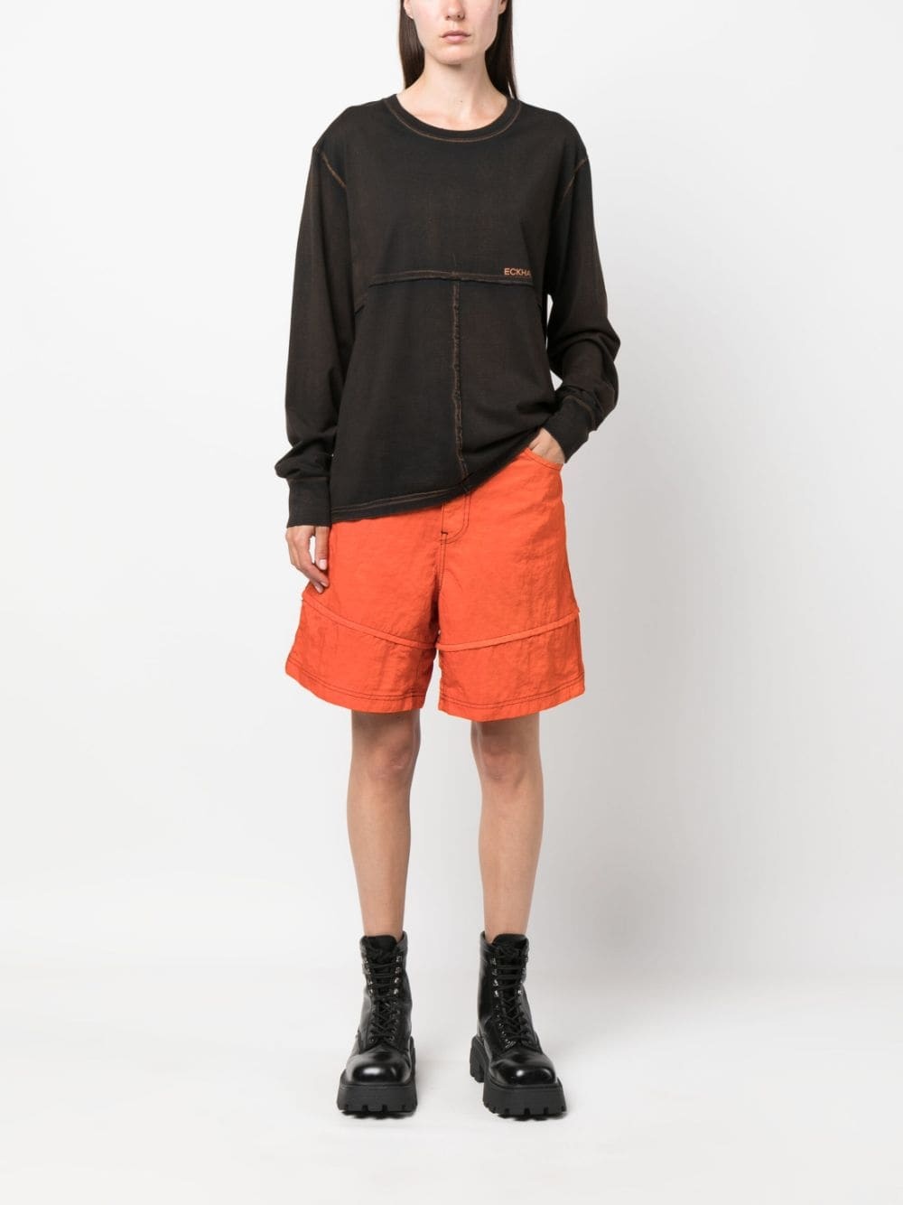 contrast stitching bermuda shorts - 3